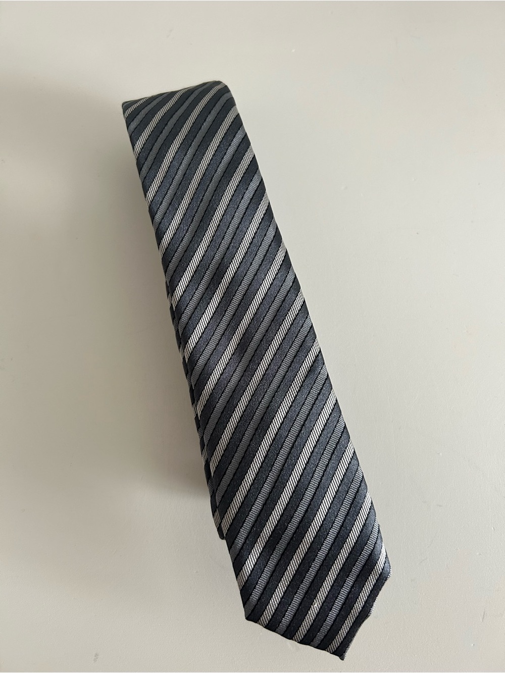 100% Silk Tie Classic Gray Striped